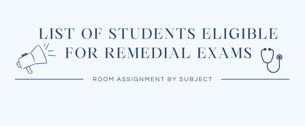 📝 List of Students Eligible for Remedial Exams – Room Assignment
