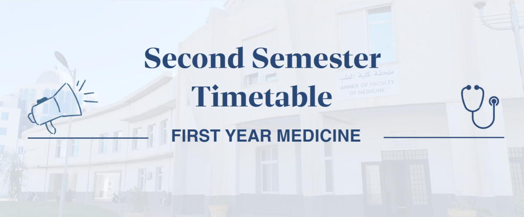 Second Semester Timetable – First Year Medicine