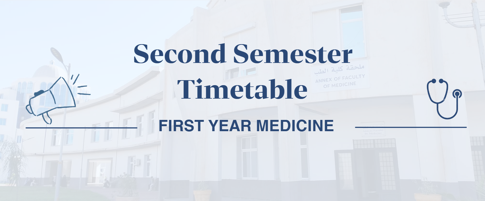 Second Semester Timetable – First Year Medicine