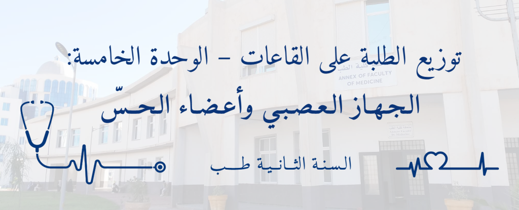📢 توزيع الطلبة على القاعات – الـوحـدة الـخـامـسـة : الـجـهـاز الـعـصـبـي وأعـضـاء الـحــسّ 📢